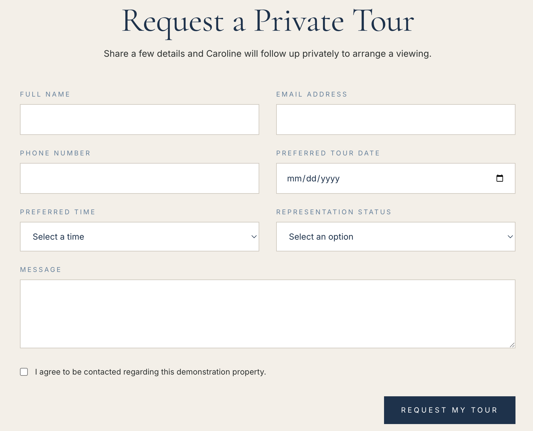 Buyer inquiry and lead capture experience on mobile